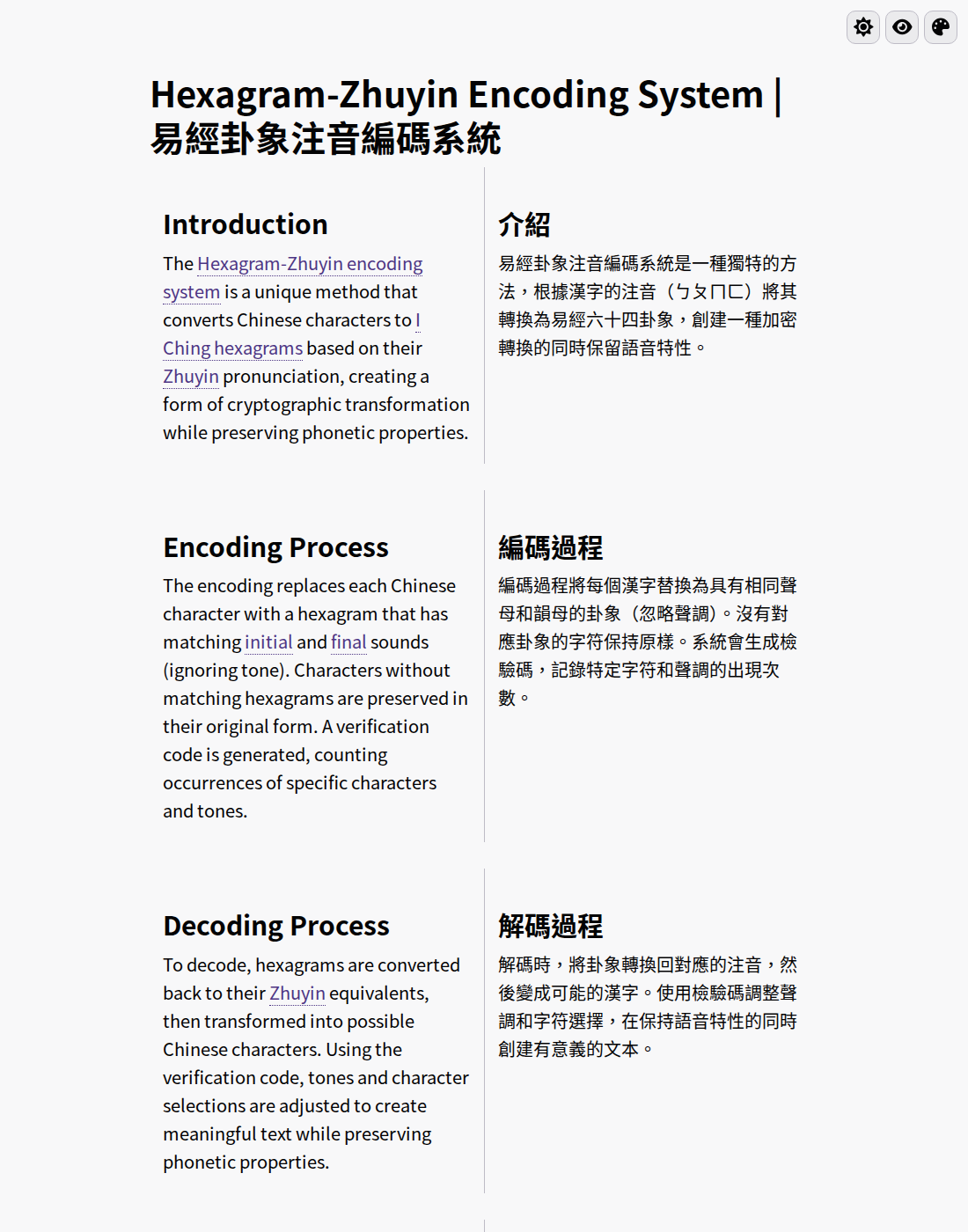 Cover image for ☯️ 易經卦象注音編碼系統 Hexagram-Zhuyin Encoding System