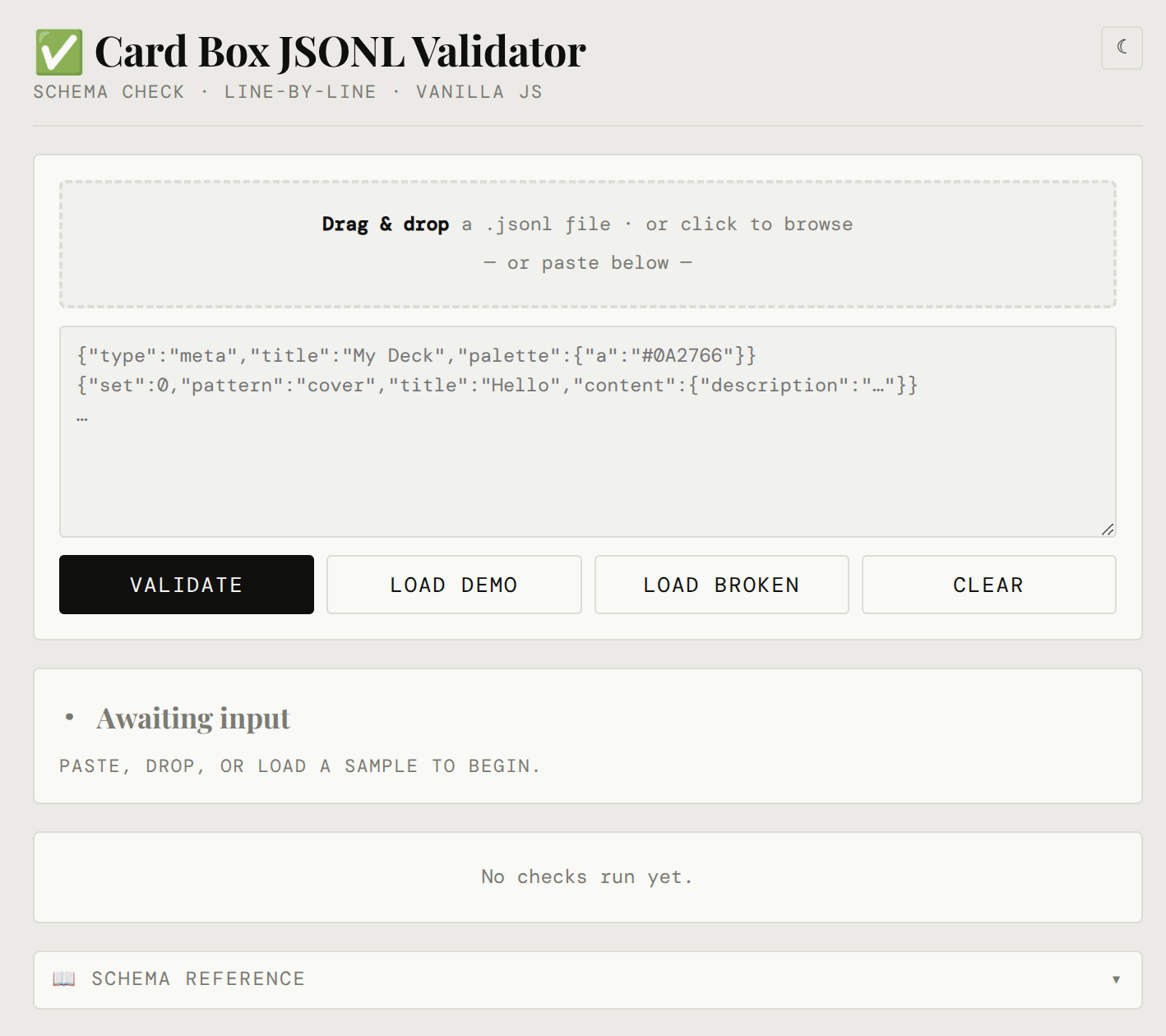 Cover image for Card Box JSONL Validator