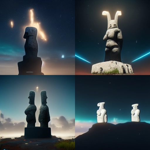 new easter island statues born in Great Andromeda Nebula, ubisoft artstyle, unreal engine